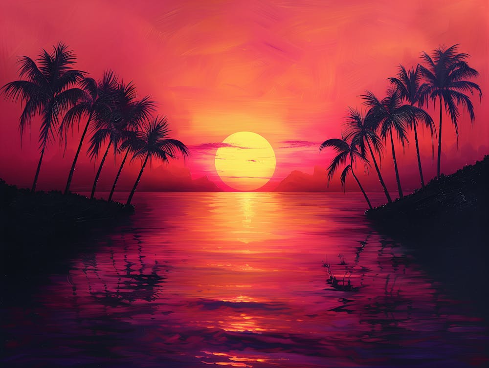 Sunset With Palm Trees 1