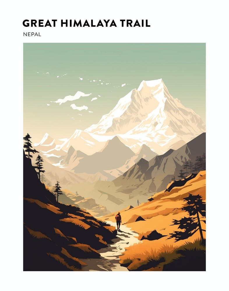 Great Himalaya Trail Nepal 4 Hiking Trail Landscape Poster
