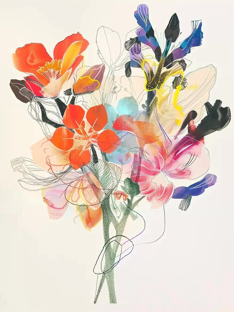 Peacock Flower 2 Collage Flower Bouquet