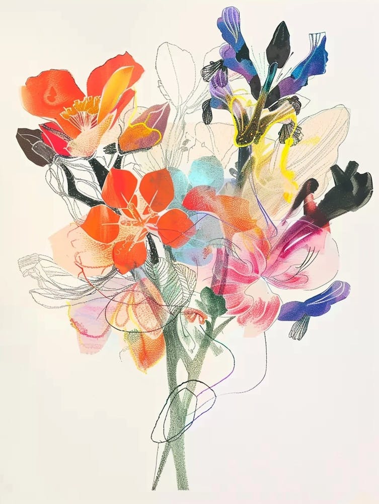 Peacock Flower 2 Collage Flower Bouquet