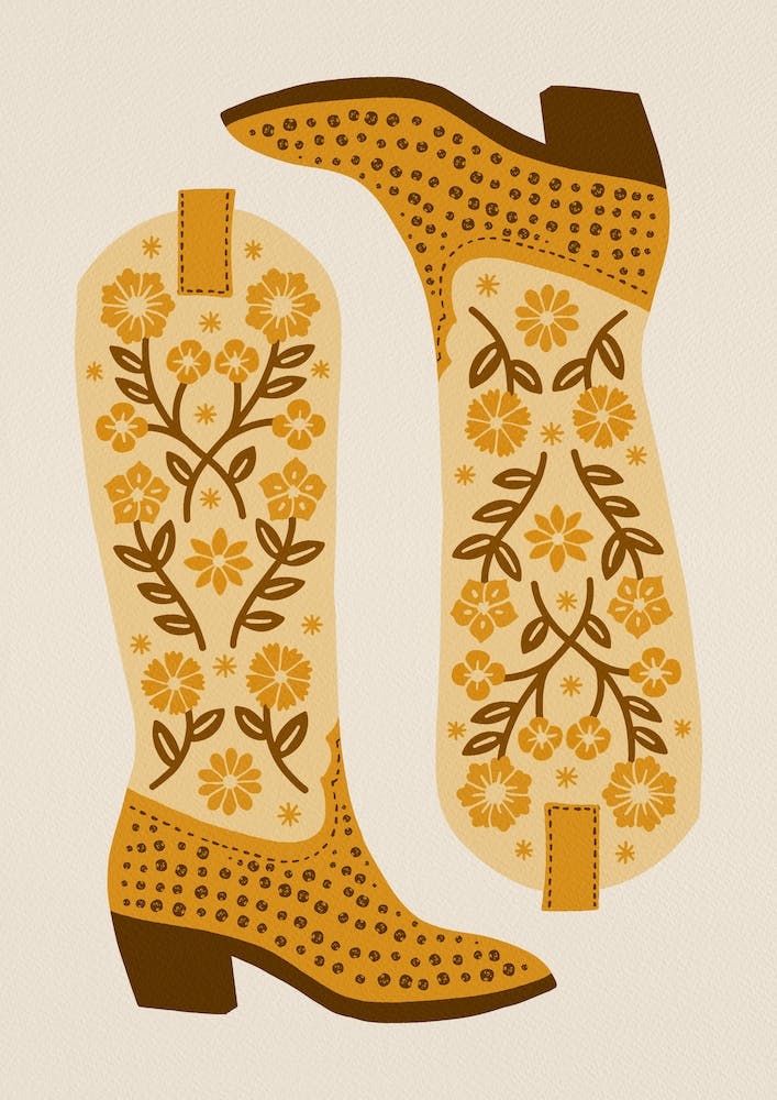 Cowgirl Boots   Yellow Monotone