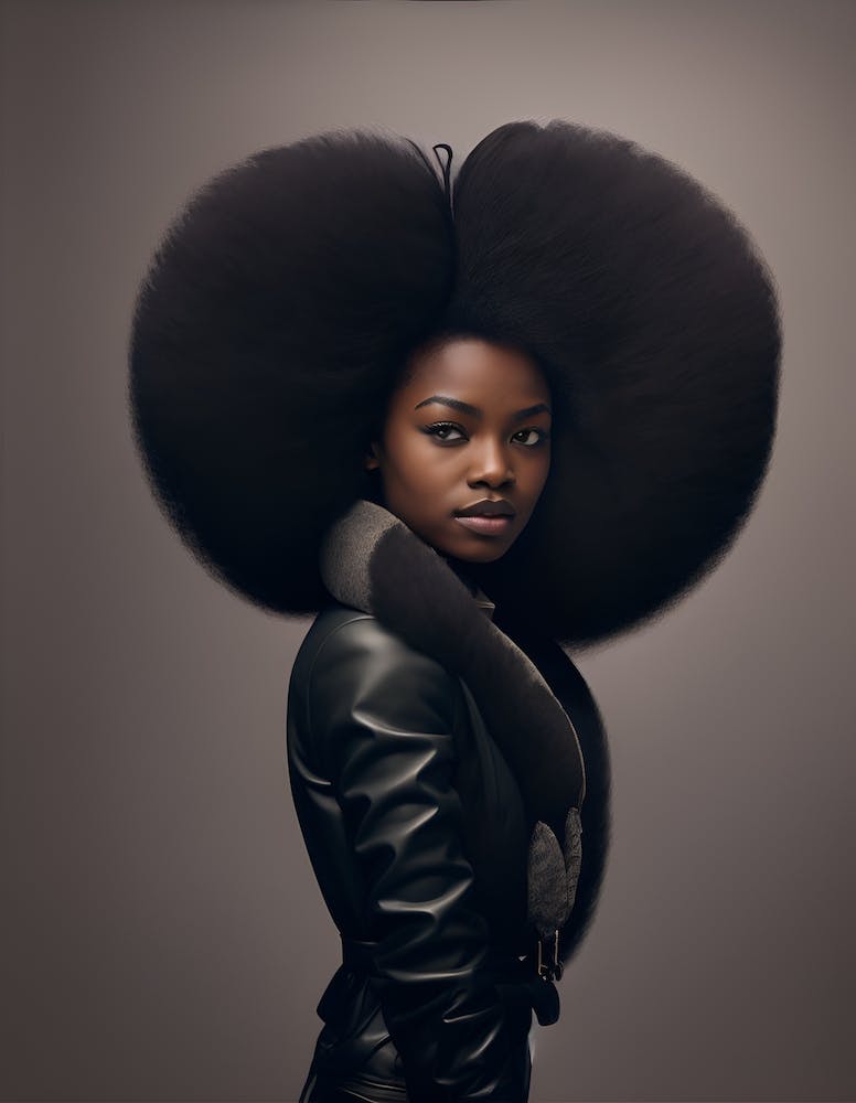 Portrait Of A Black Woman With A Big Afro
