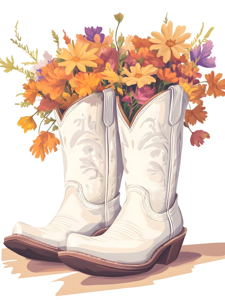 Cowboy Boots With Flowers