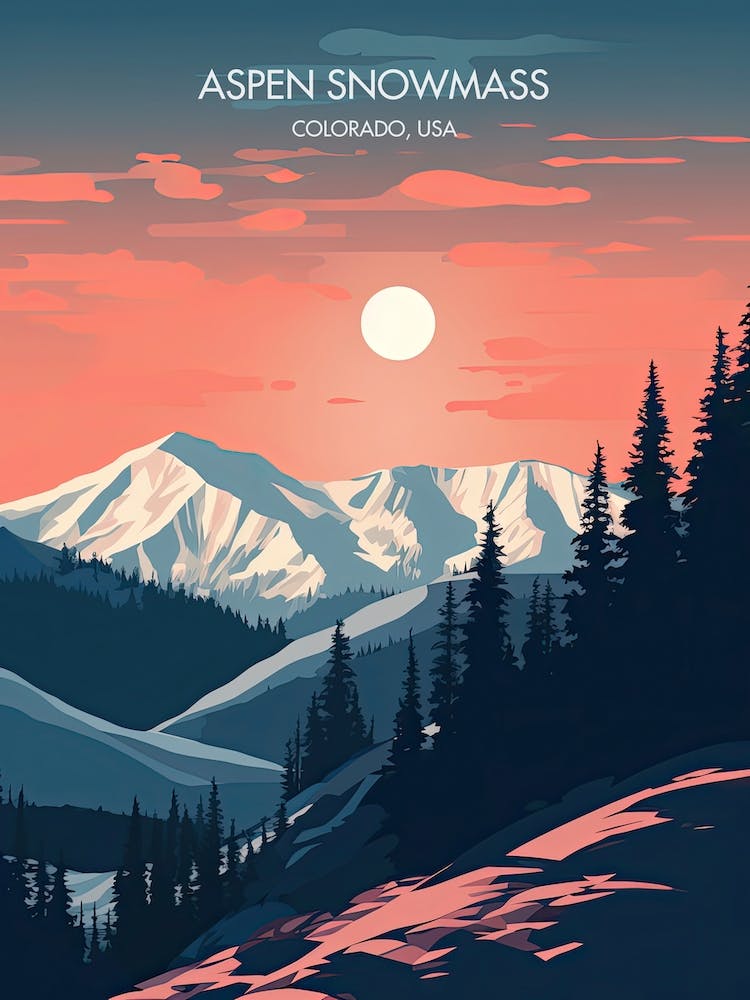 Poster Of Aspen Snowmass   Colorado, Usa, Ski Resort Illustration 0