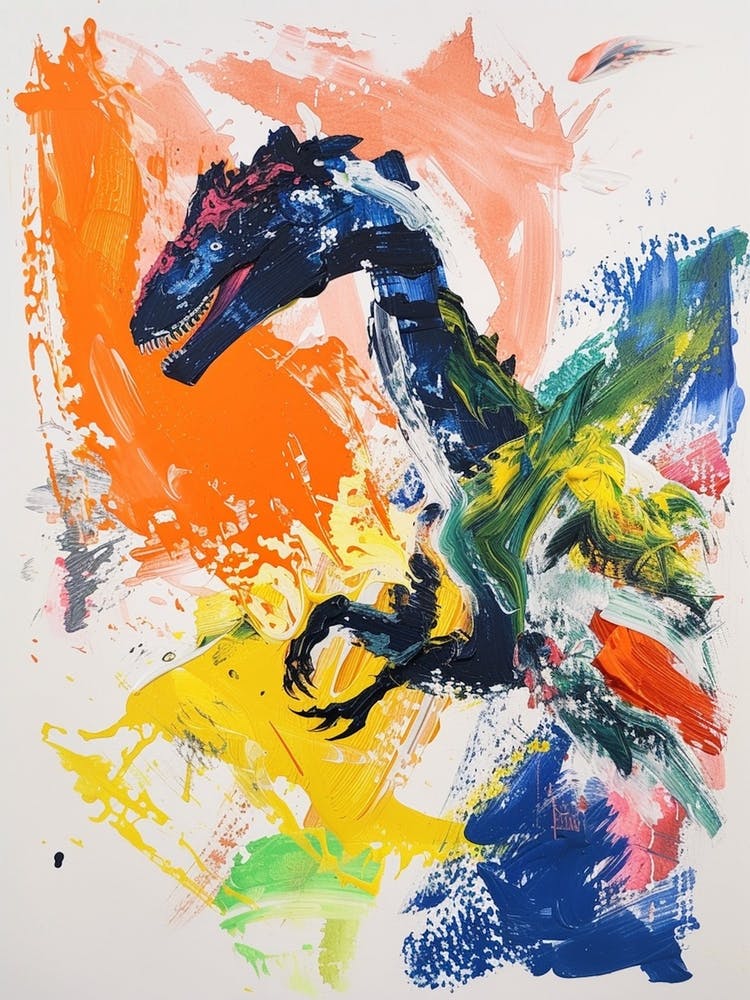 Abstract Colourful Dinosaur Brushstroke