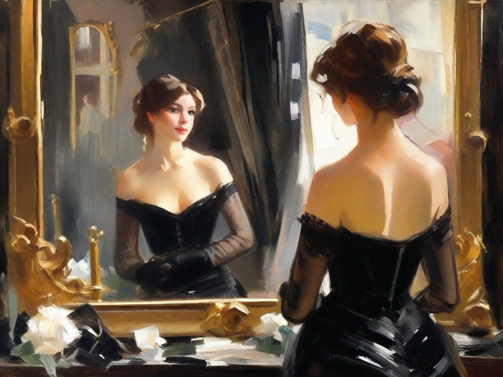 Woman In Mirror Reflection