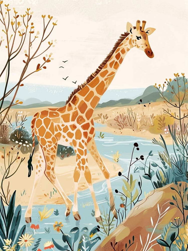 Giraffe By The Water 2