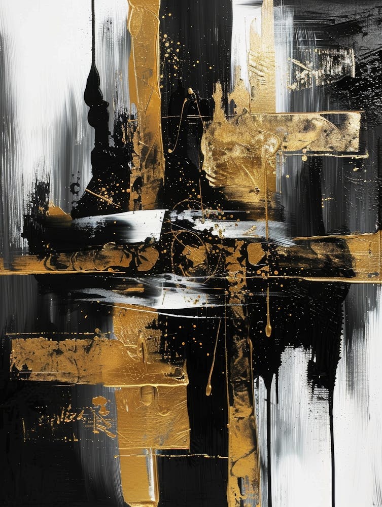 Abstract Black And Gold Painting 36