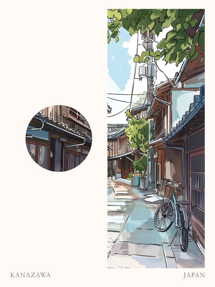 Kanazawa Japan 3 Cut Out Travel Poster
