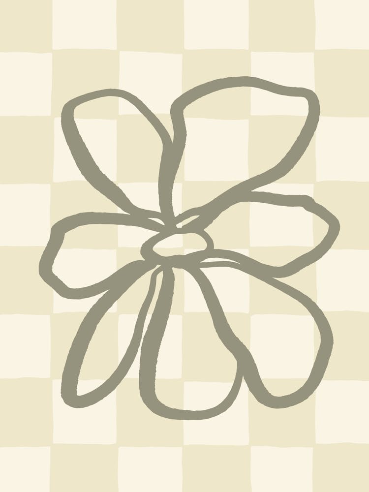 Flower On A Checkered Background
