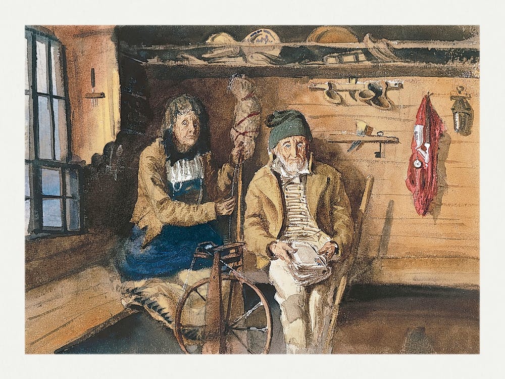 Frau Von Allmen And An Unidentified Man In An Interior From Splendid Mountain Watercolours Sketchbook (1870), John Singer Sargent
