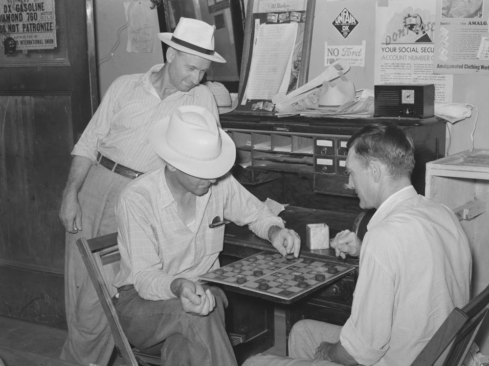 Game Of Checkers At Oil Workers Union Headquarters, Seminole, Oklahoma By Russell Lee