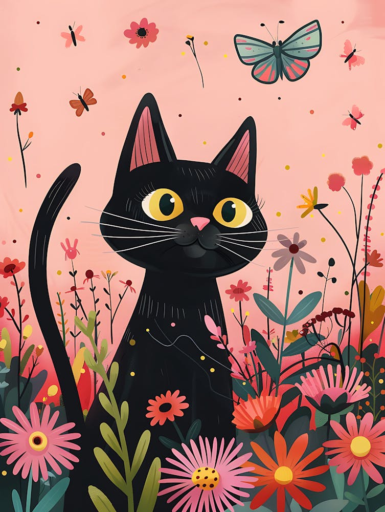 Black Cat In The Garden 2