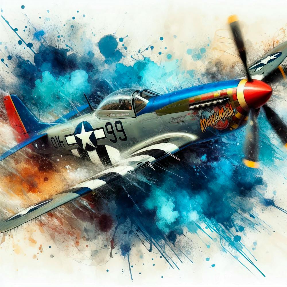 P 47 Thunderbolt At Full Speed Watercolor Splash Well Defined 8k 3