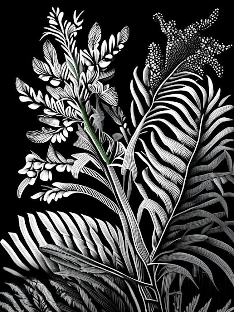 Kangaroo Paw Fern Linocut