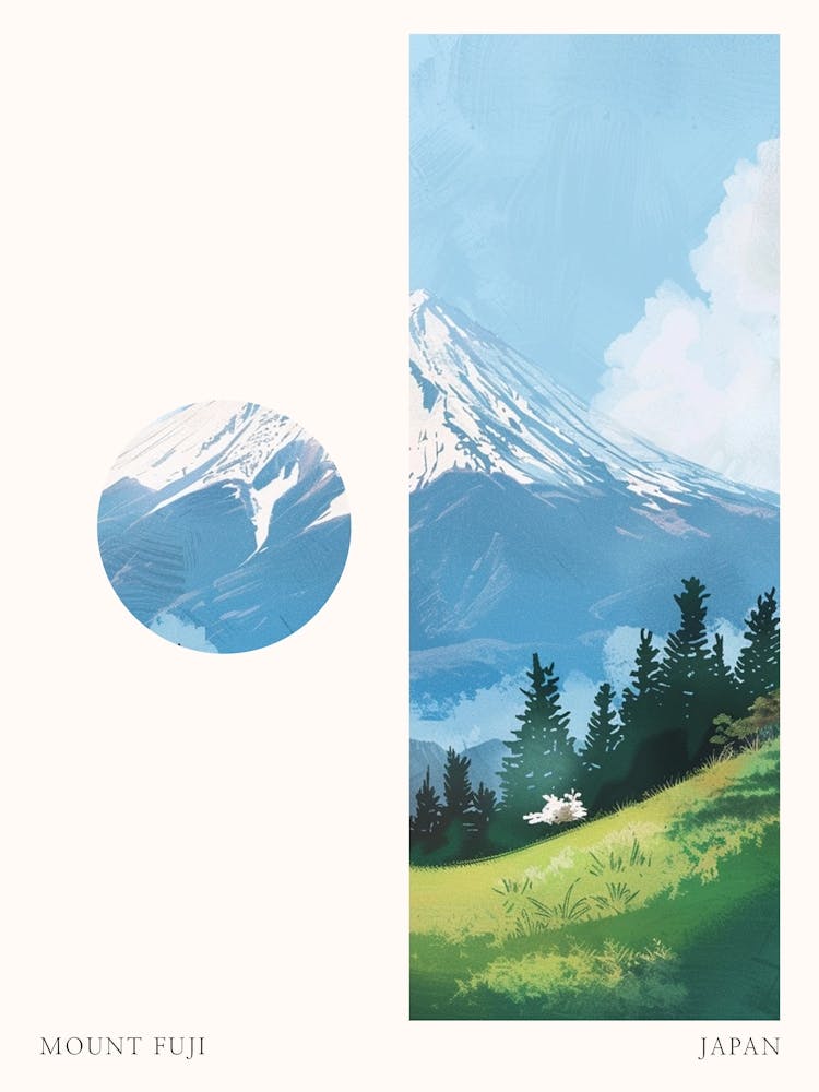 Mount Fuji Japan 4 Cut Out Travel Poster