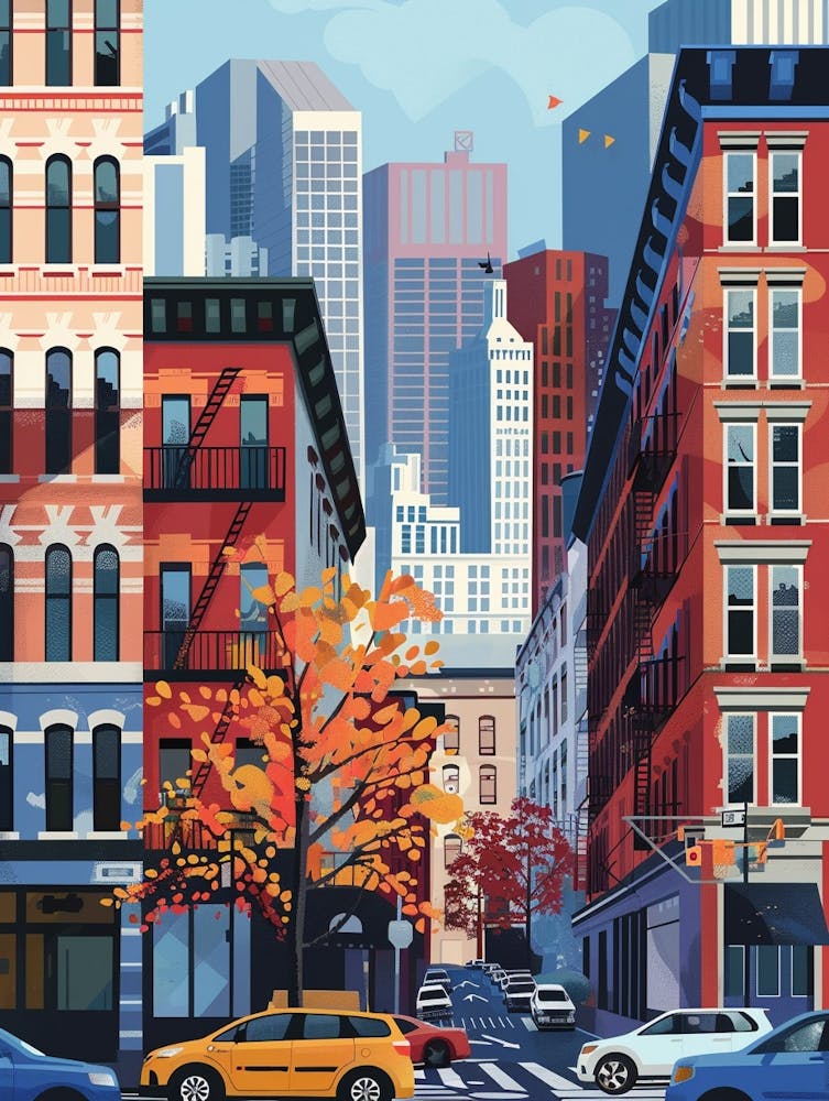 Tribeca New York Colourful Silkscreen Illustration 4