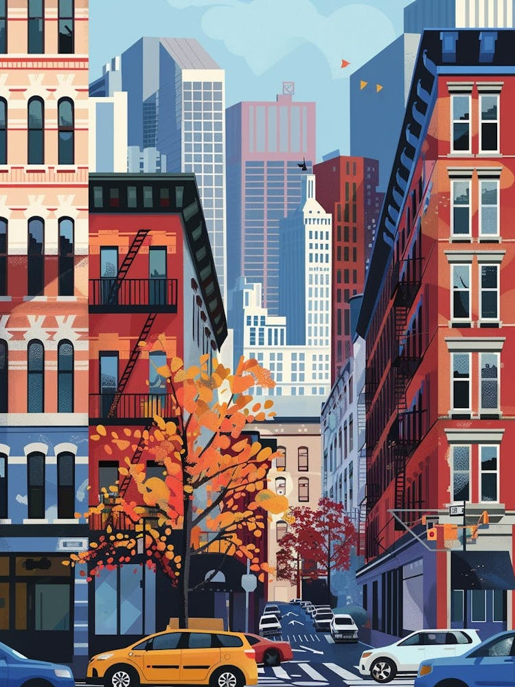 Tribeca New York Colourful Silkscreen Illustration 4