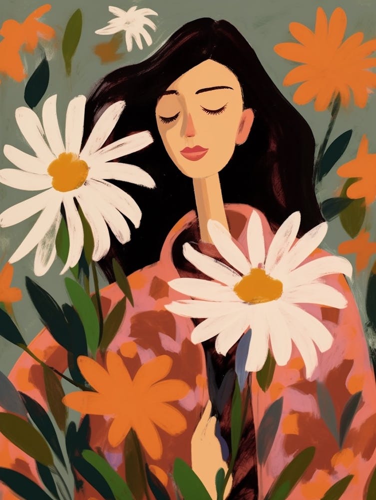 Woman With Autumnal Flowers Edelweiss 2