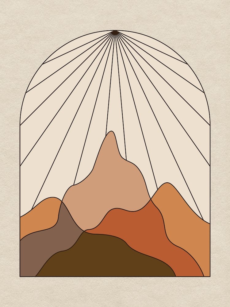 Montagnes Abstraites Rayons de Soleil