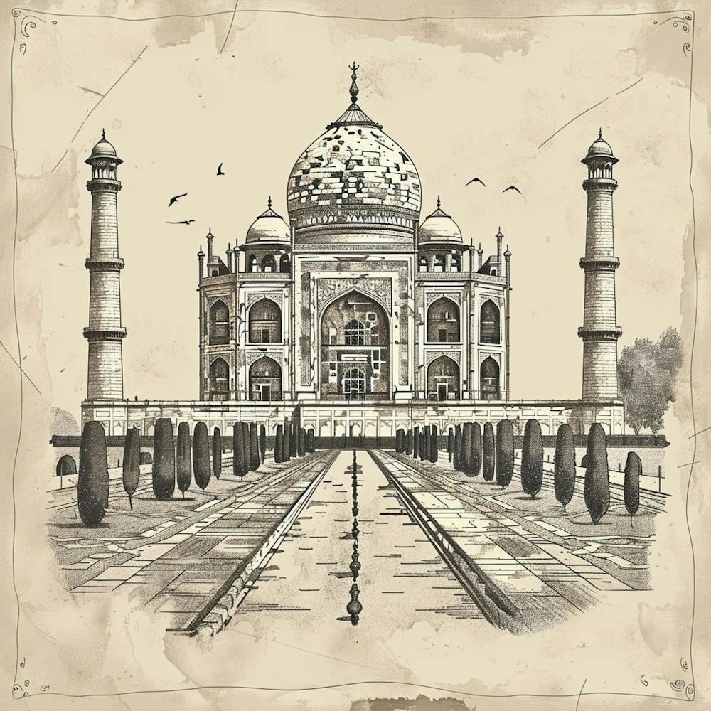 A Taj Mahal In Agra Hand Drawn Sketch Illustrati 1719953542 2