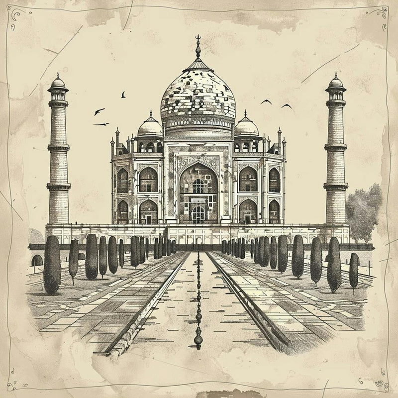 A Taj Mahal In Agra Hand Drawn Sketch Illustrati 1719953542 2
