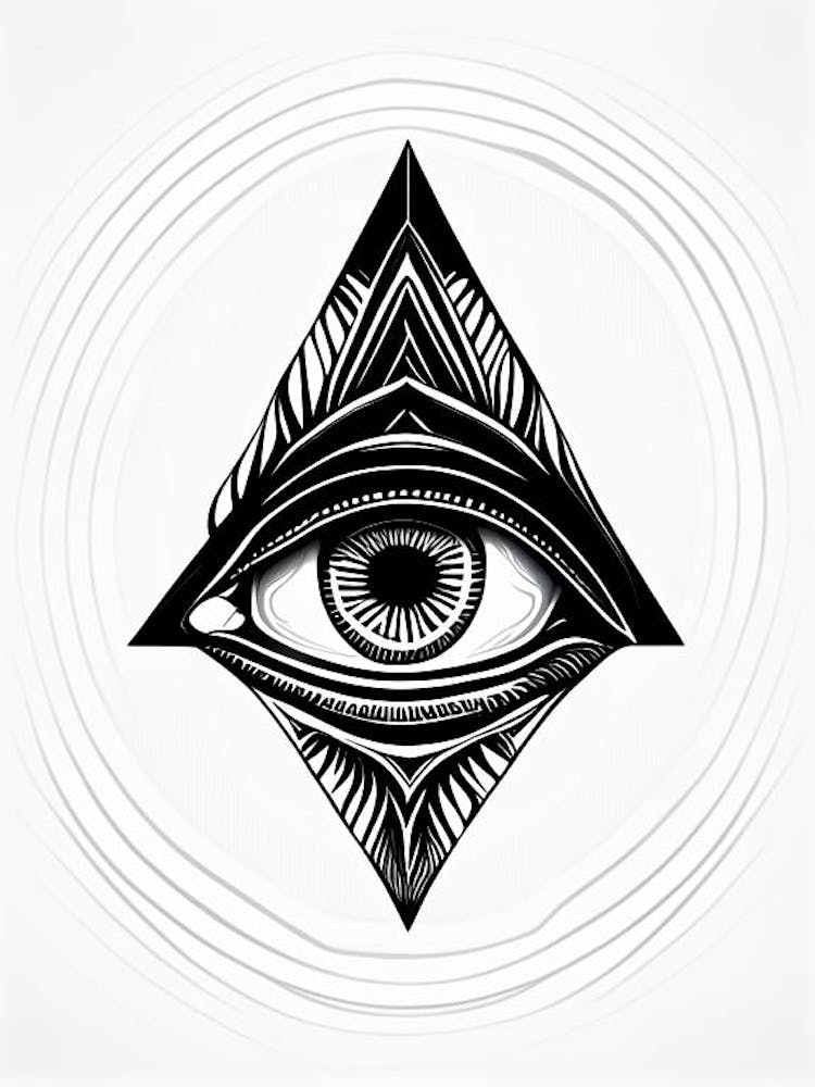 Consciousness, Symbol, Third Eye Simple Black & White Illustration 1
