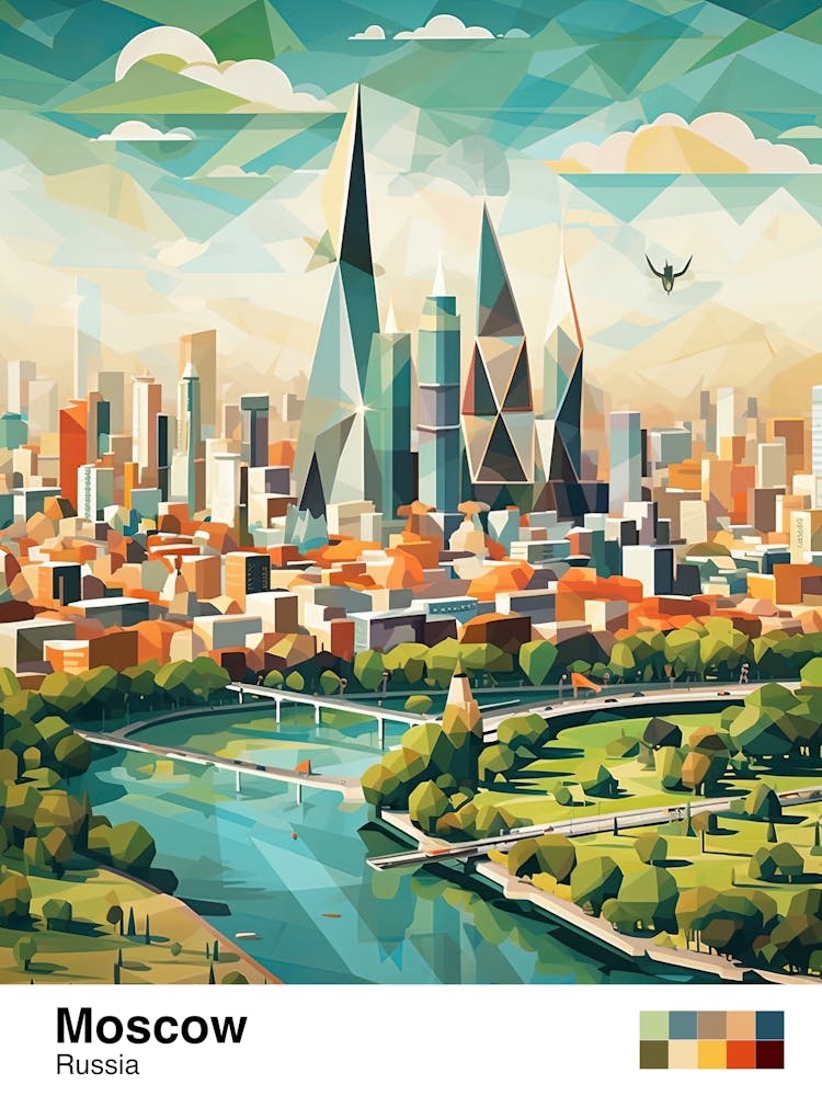 Moscow, Russia, Geometric Illustration 2 Poster