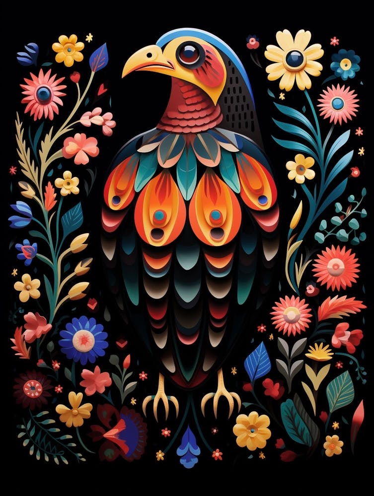 Folk Bird Illustration Falcon 6