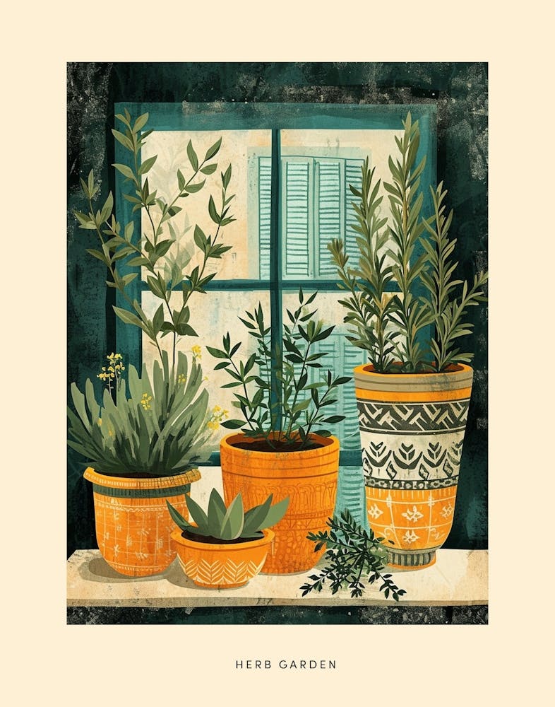 Herb Garden Art Deco Poster