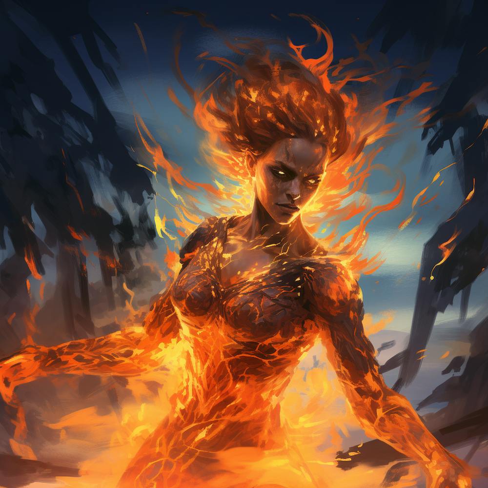 Flaming Anime Woman
