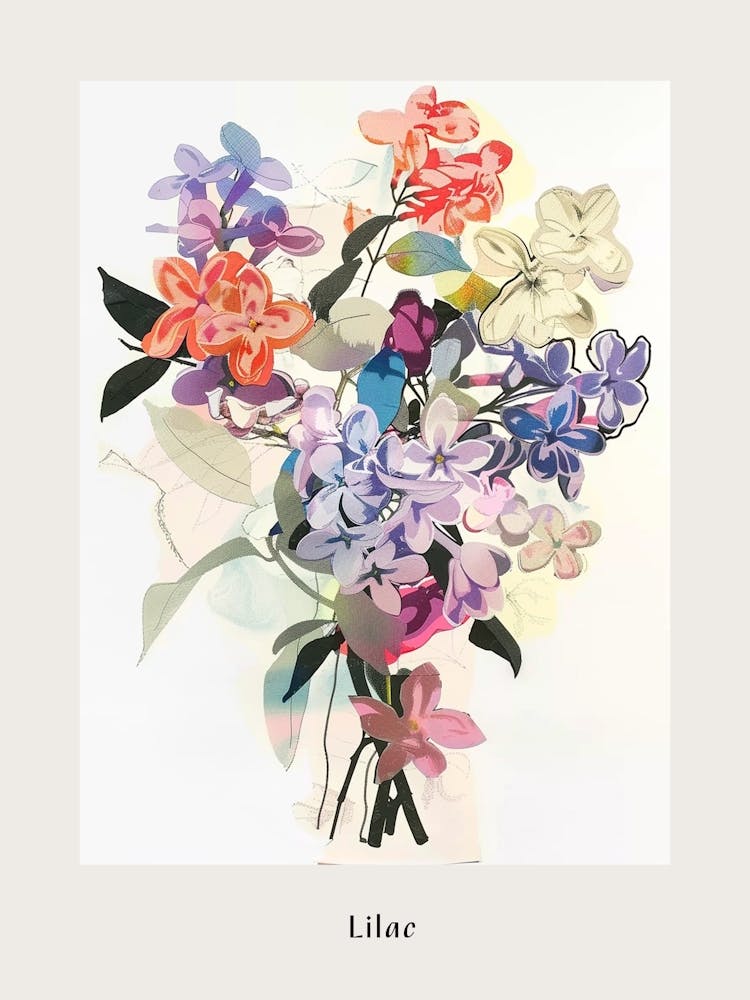 Lilac 2 Collage Flower Bouquet Poster