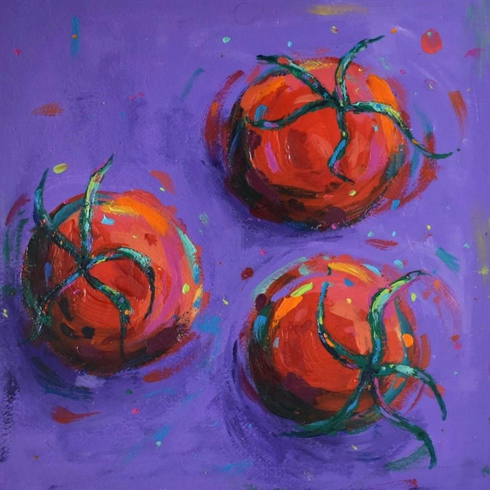 Tomatoes On Purple Square