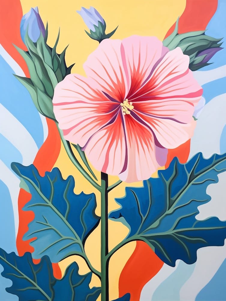 Hollyhock 1 Hilma Af Klint Inspired Pastel Flower Painting