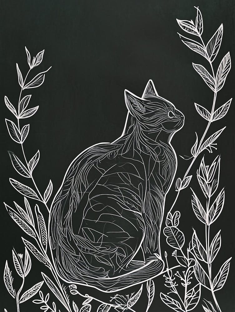 Japanese Bobtail Cat Minimalist Illustration 3