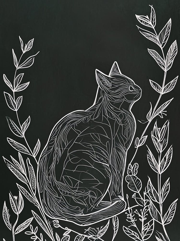 Japanese Bobtail Cat Minimalist Illustration 3