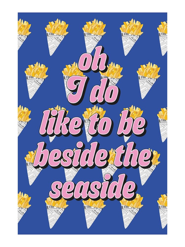 Oh I Do Like To Be Beside The Seaside Fish N Chips Pattern
