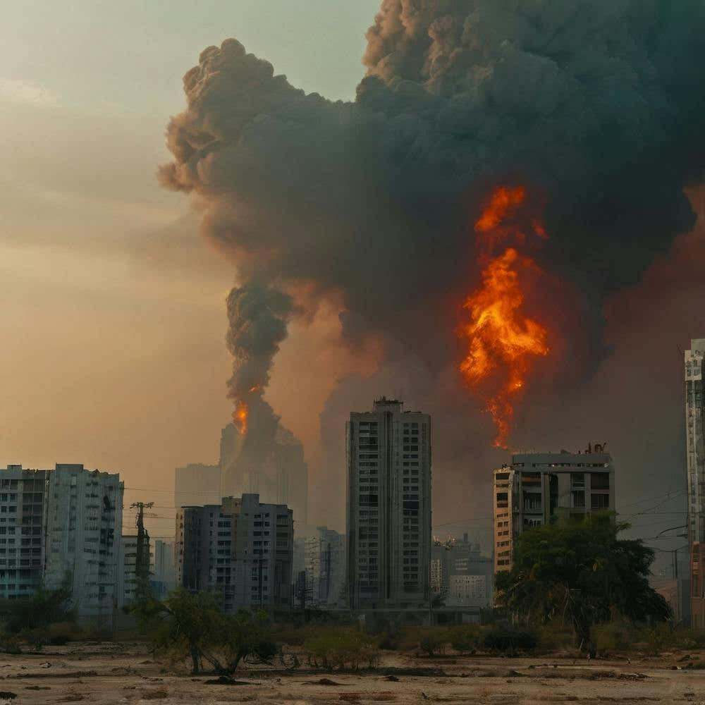 Smoke Billowing From Buildings