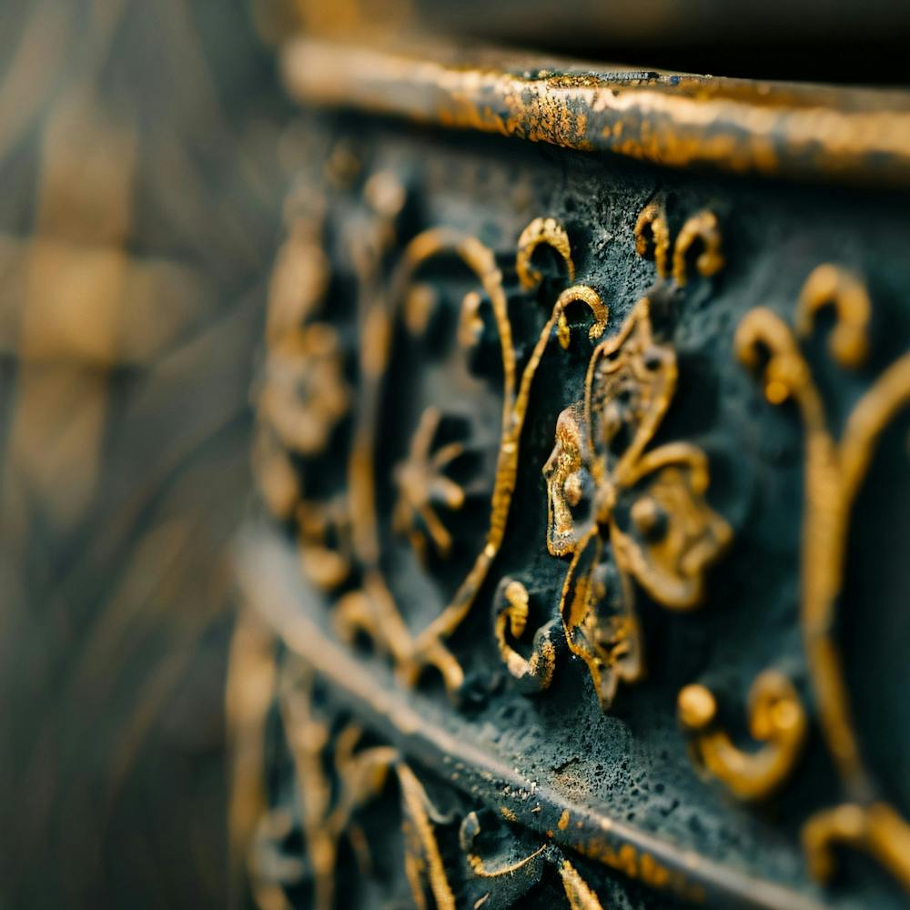 Gold Ornaments On A Pot