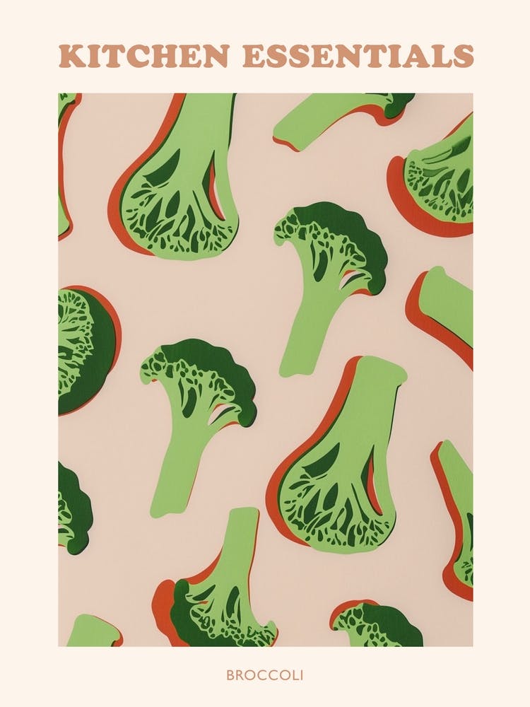 Broccoli Pink & Green Pattern 2 Poster