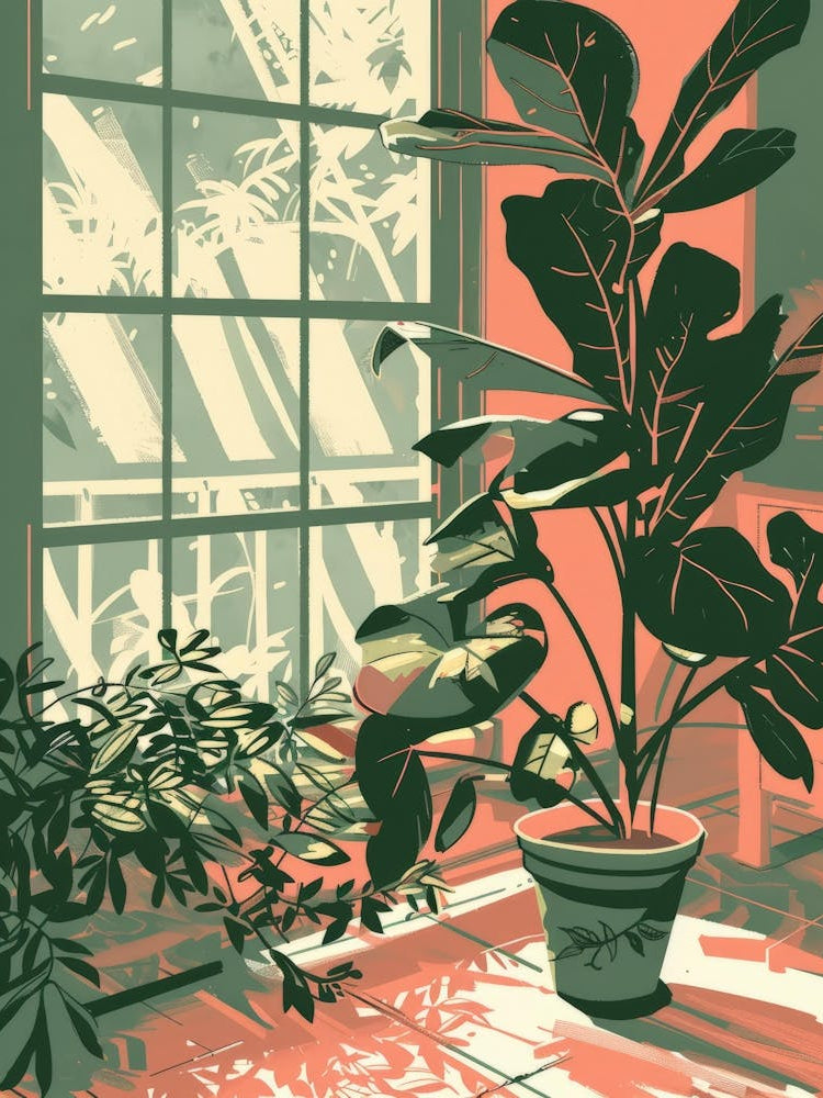 Potted Plants In Front Of Window