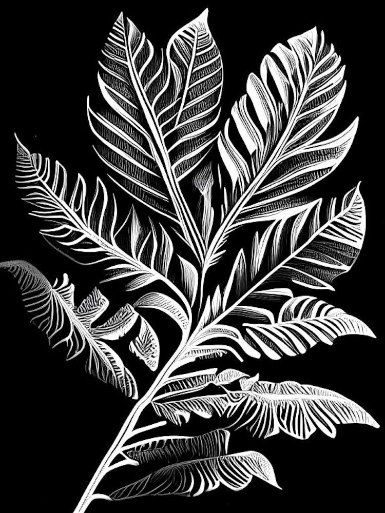 Tamarind Leaf Linocut