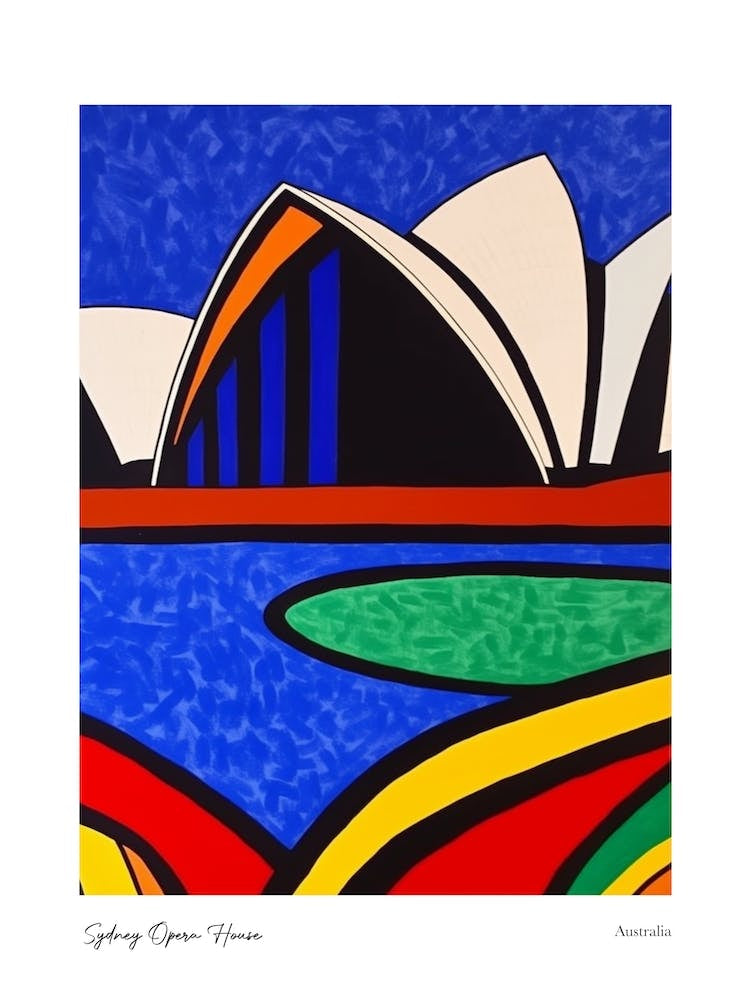 Sydney Opera House Australia Matisse Style 1 Watercolour Travel Poster