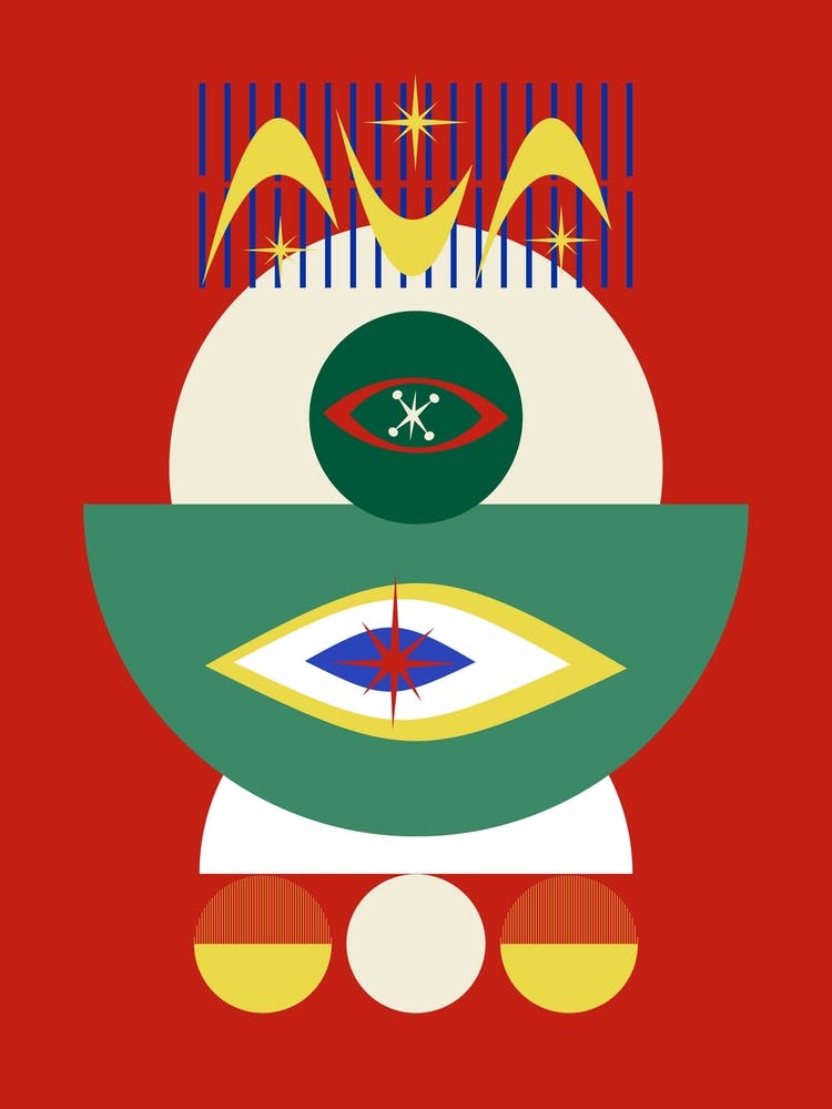 Mid Century Retro Red