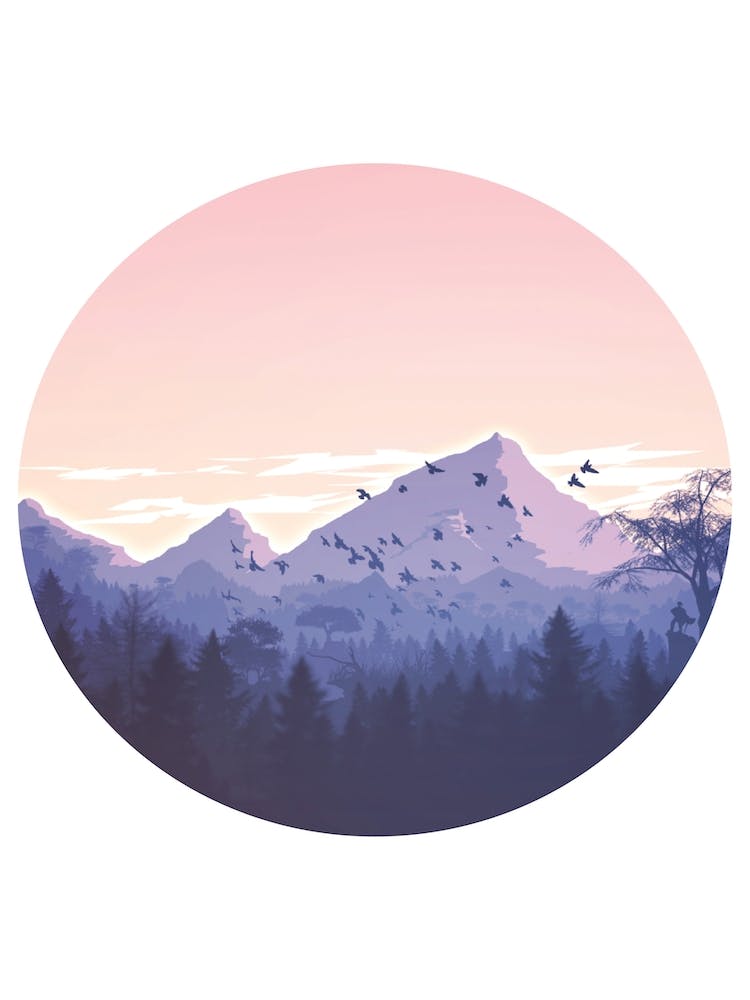 Round Pink Mountains Illustration