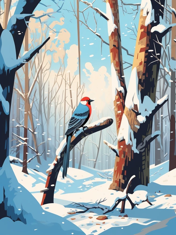 Winter Woodpecker 1 Illustration
