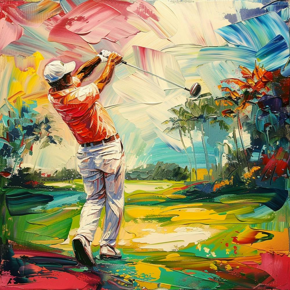 A Golfer Teeing Off Oil Painting Illustration 1718673251 4