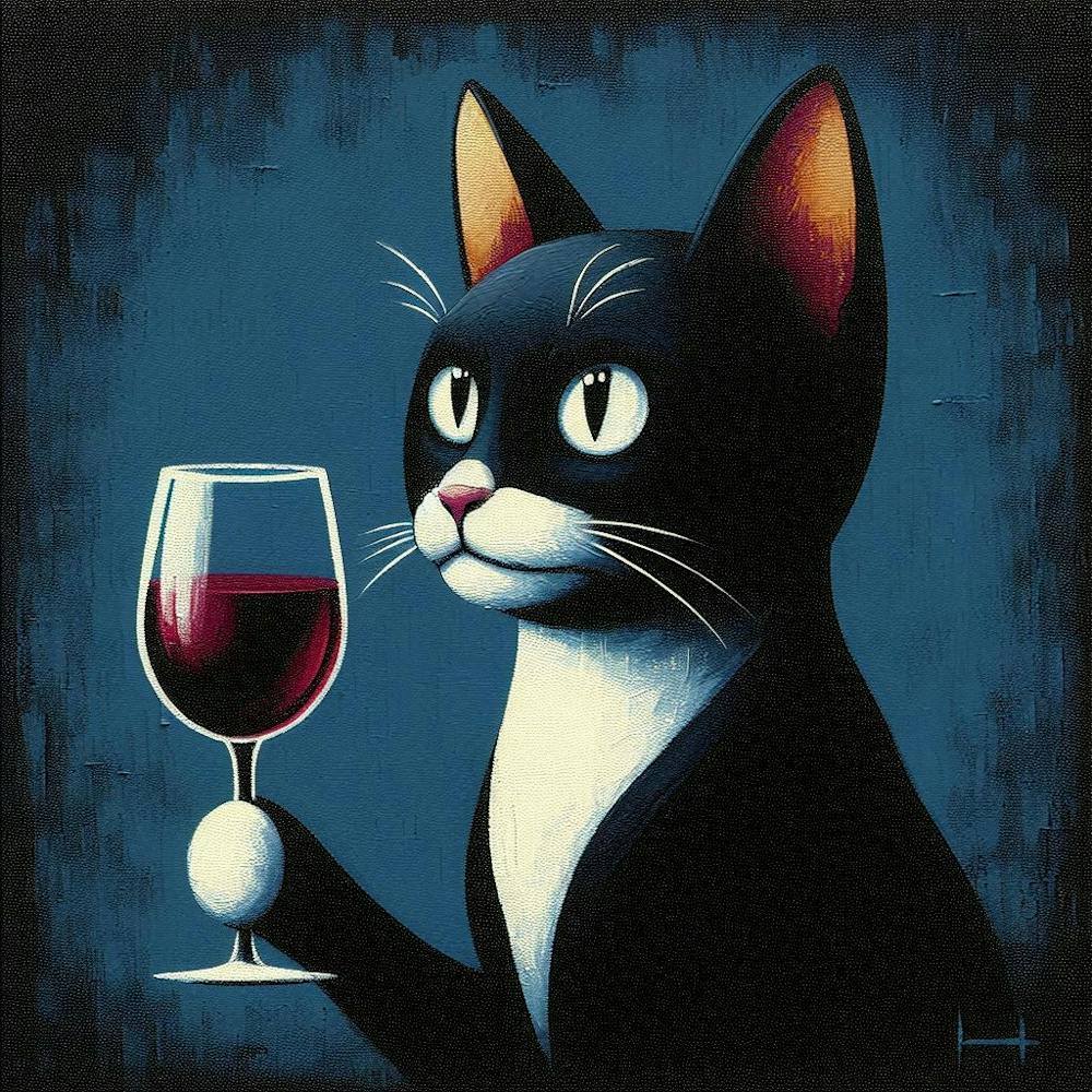 Cat With Wine Glass