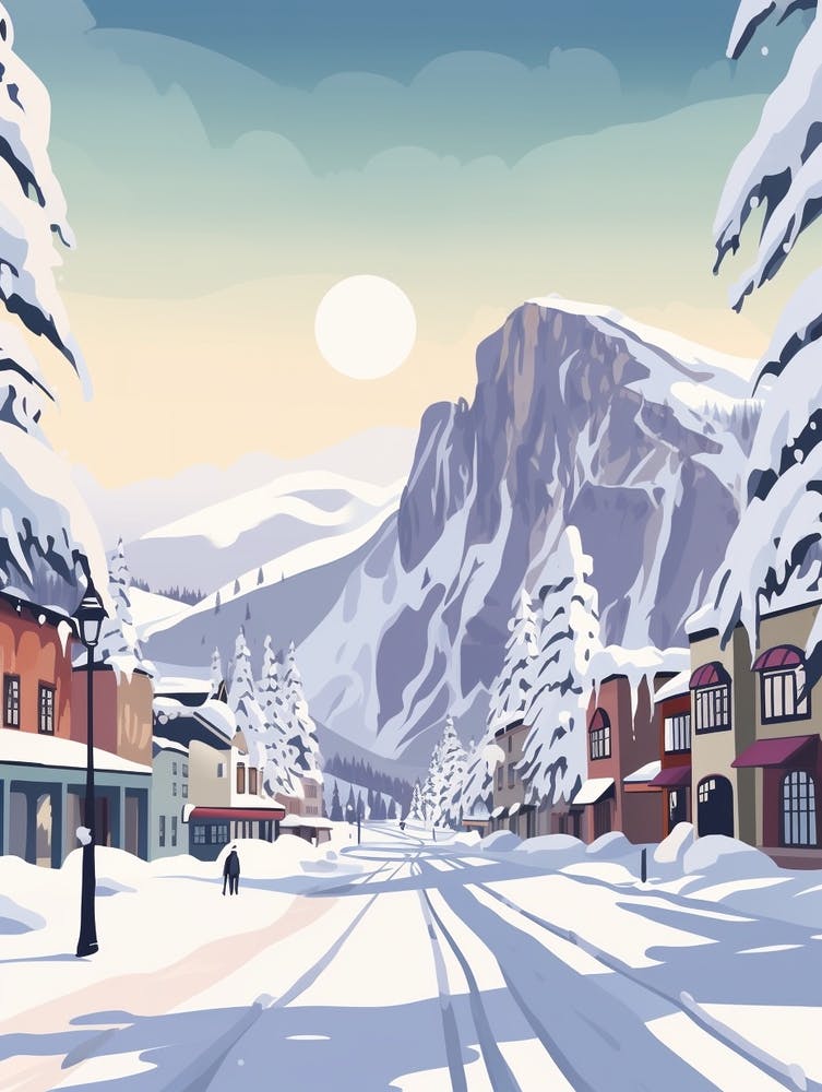 Vintage Winter Travel Illustration Banff Canada 3