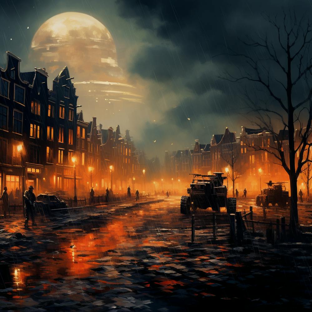 War at night in a city